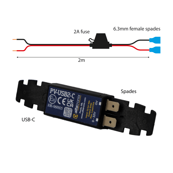12/24 Vdc to 5 Vdc 3A with wires and 2A fuse